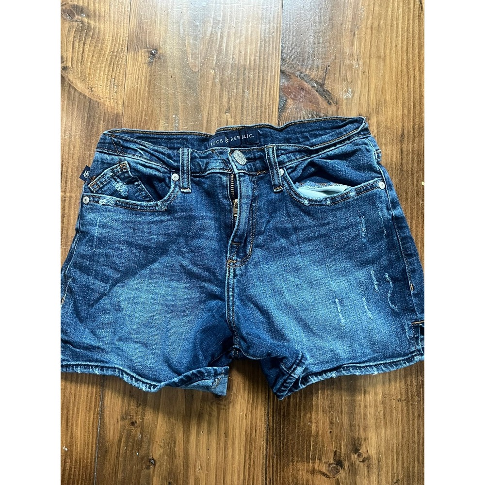 Rock & Republic Kimber Denim Shorts Dark Wash Distressed Size 6 R311329
